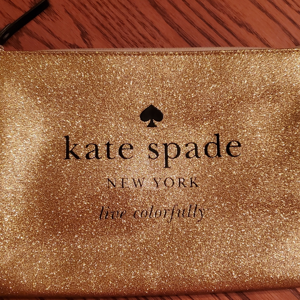 Kate Spade Gold Glitter Pouch